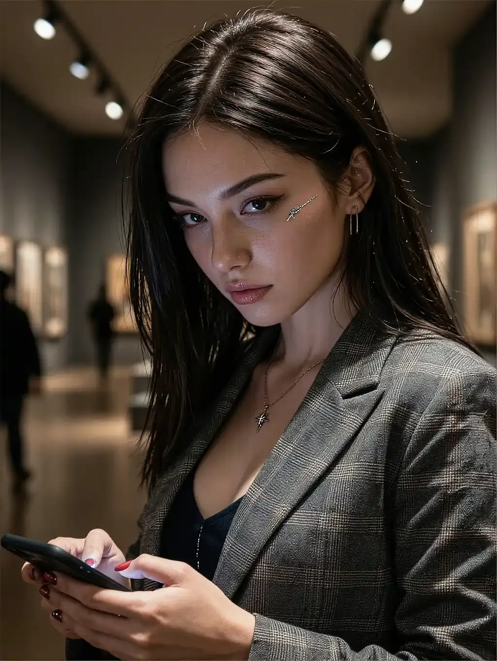 Fictional AI character featured on the fifth landing page, indoors